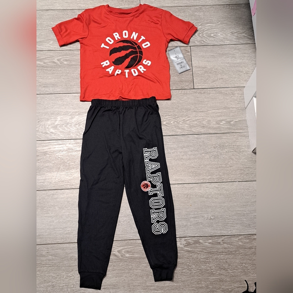 Brand New NBA Toronto Raptors Red and Black Kids 2pc Pajamas Set.